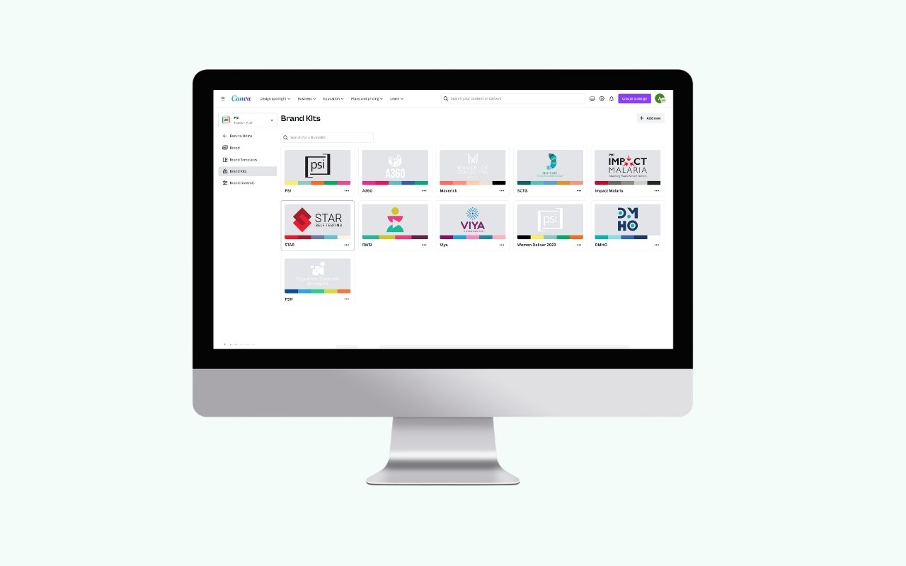 Eleven brand kits in the network brand system